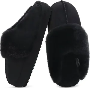 KuaiLu Womens House Platform Slippers Warm Faux Suede Fuzzy Thick Cushioned Yoga Foam Shoes Ladies Slipper Home Lightweight Slip on Indoor Outdoor Non-Slip Hard Sole