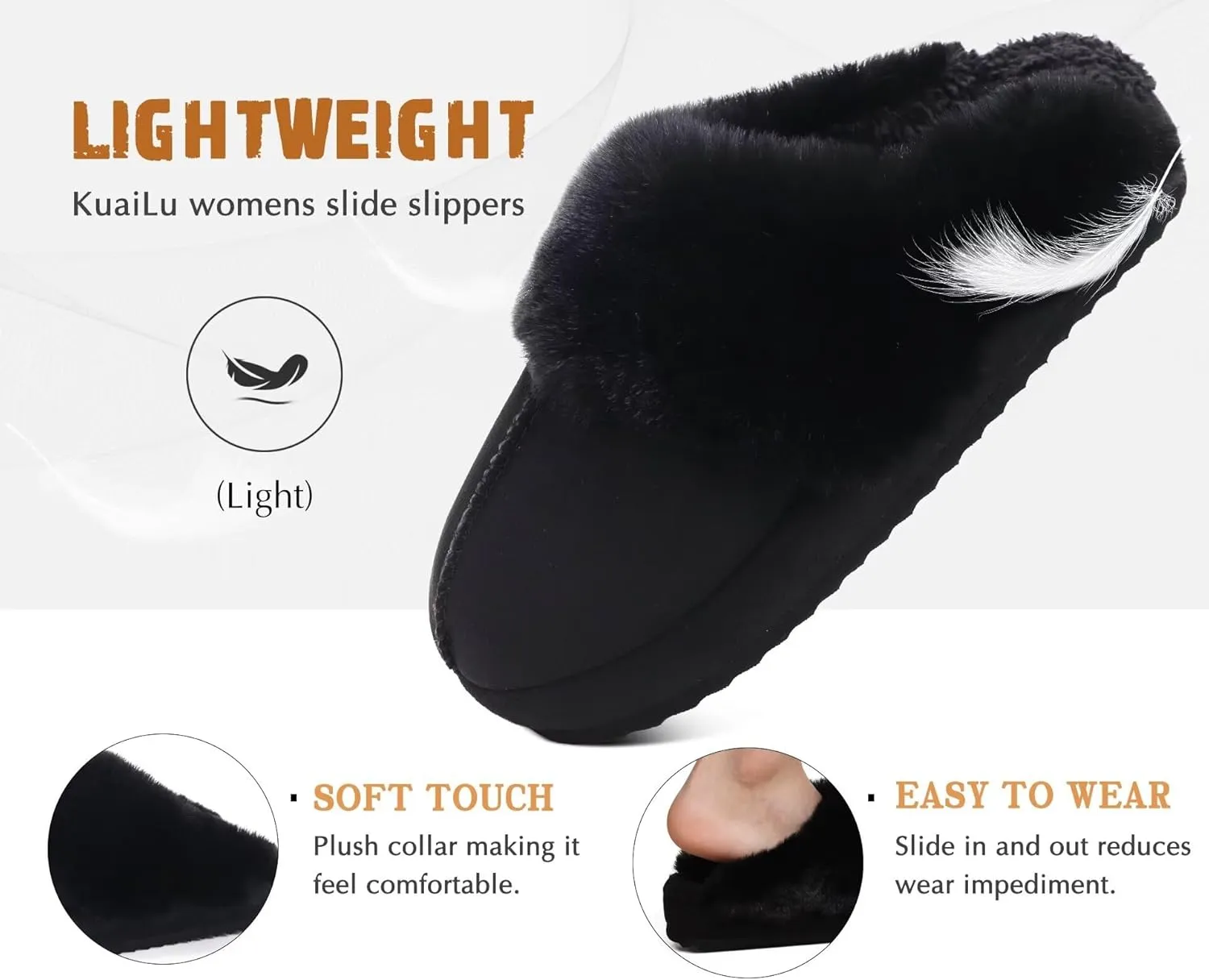 KuaiLu Womens House Platform Slippers Warm Faux Suede Fuzzy Thick Cushioned Yoga Foam Shoes Ladies Slipper Home Lightweight Slip on Indoor Outdoor Non-Slip Hard Sole