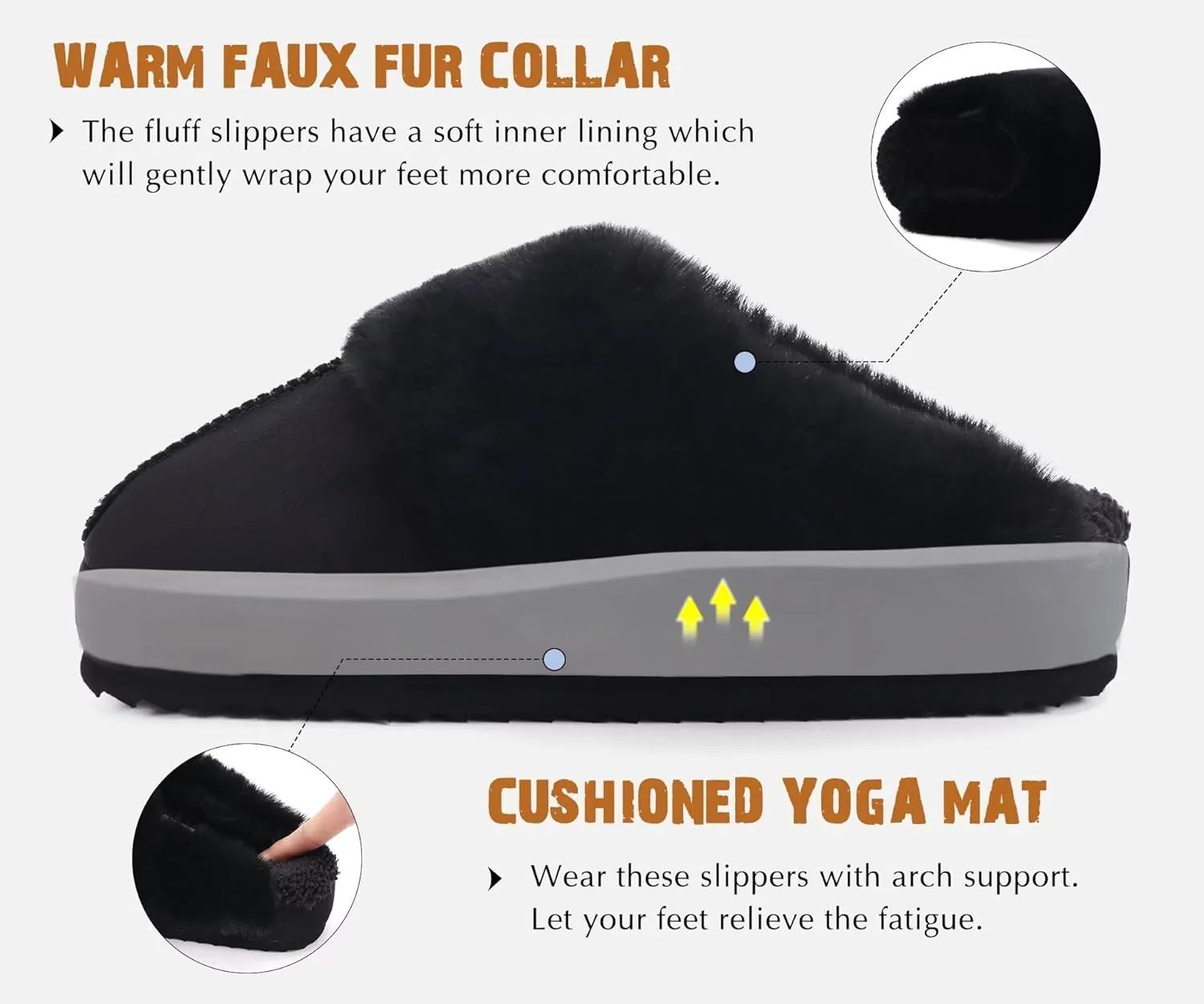 KuaiLu Womens House Platform Slippers Warm Faux Suede Fuzzy Thick Cushioned Yoga Foam Shoes Ladies Slipper Home Lightweight Slip on Indoor Outdoor Non-Slip Hard Sole