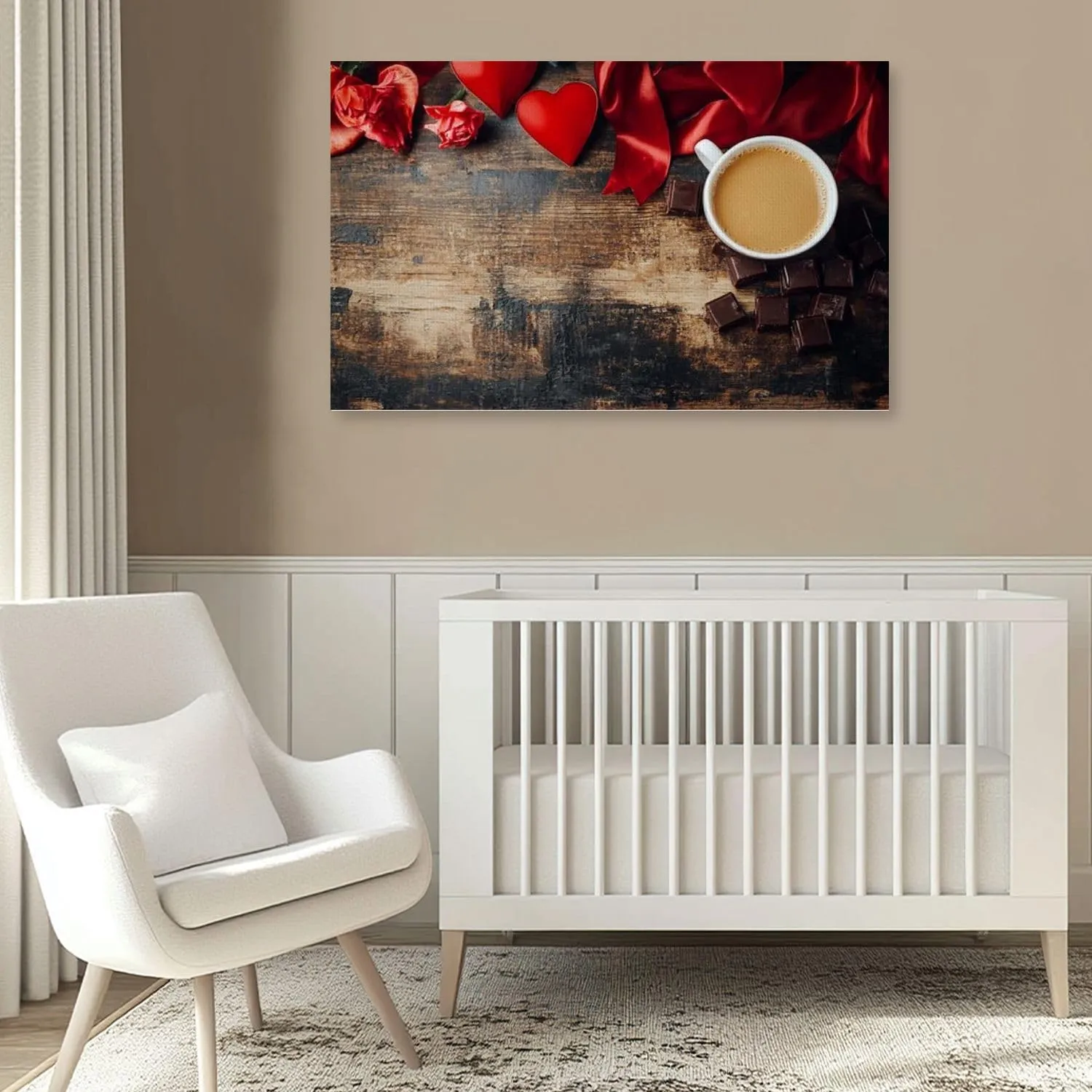 Large Canvas Wall Art Valentine s day flat lay Canvas Art Prints Pictures Wall Decor Framed And Stretched Poster Living Room Wall Paintings 20x32 Inches