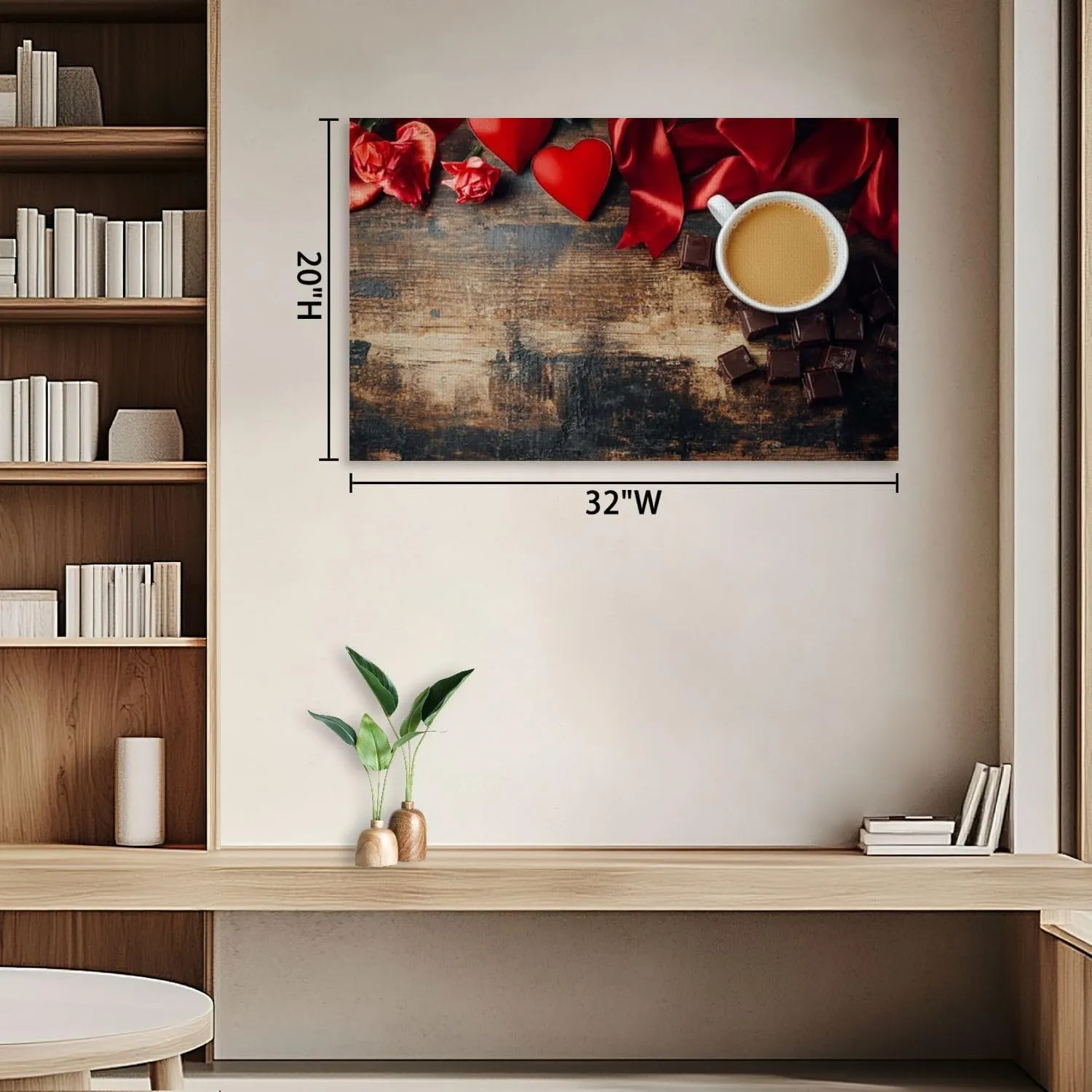 Large Canvas Wall Art Valentine s day flat lay Canvas Art Prints Pictures Wall Decor Framed And Stretched Poster Living Room Wall Paintings 20x32 Inches