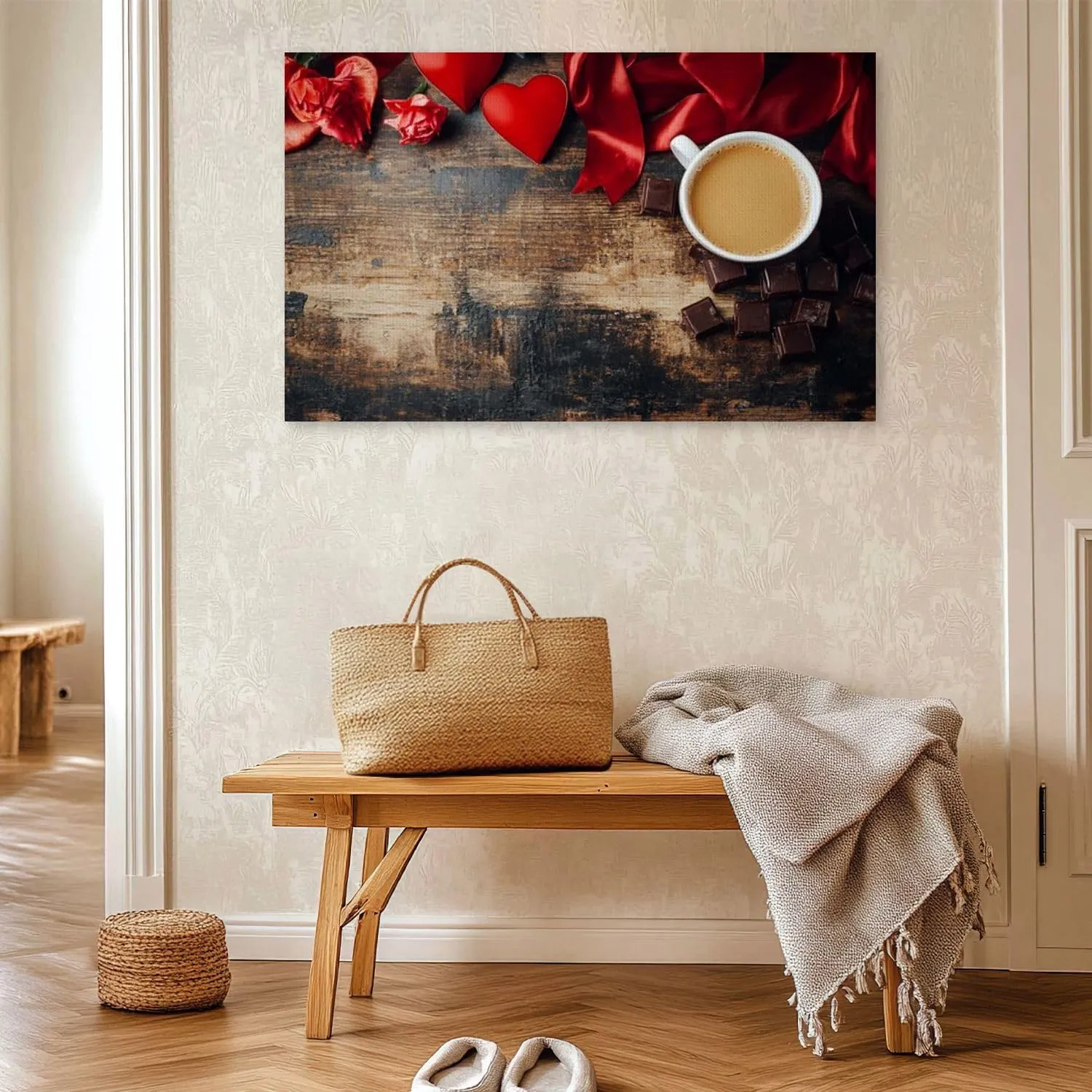 Large Canvas Wall Art Valentine s day flat lay Canvas Art Prints Pictures Wall Decor Framed And Stretched Poster Living Room Wall Paintings 20x32 Inches
