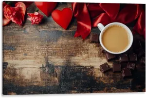 Large Canvas Wall Art Valentine s day flat lay Canvas Art Prints Pictures Wall Decor Framed And Stretched Poster Living Room Wall Paintings 20x32 Inches