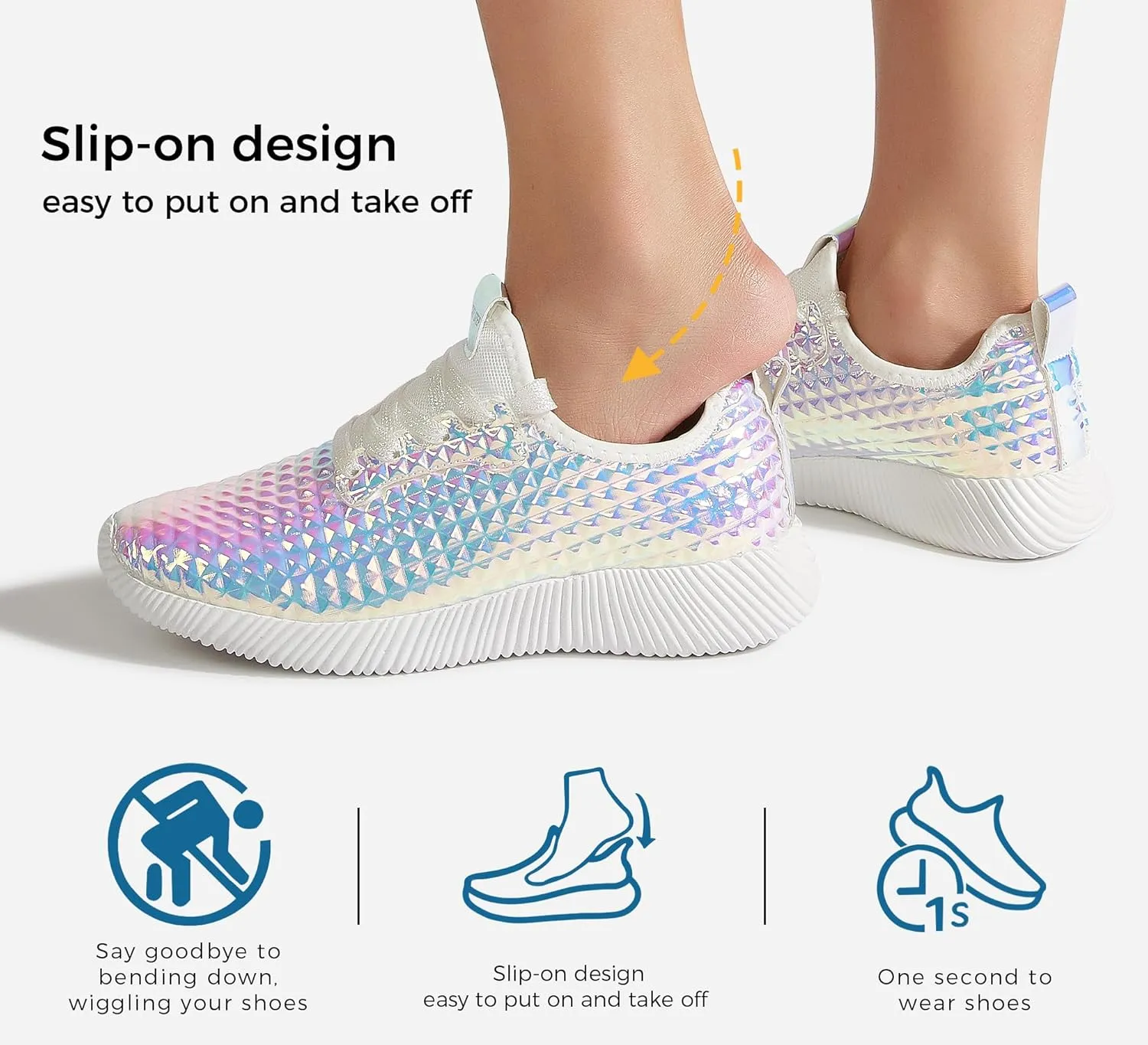 LUCKY STEP Women's Metallic Fashion Sneaker Leatherette Studded Jogger Lightweight Casual Walking Shoes