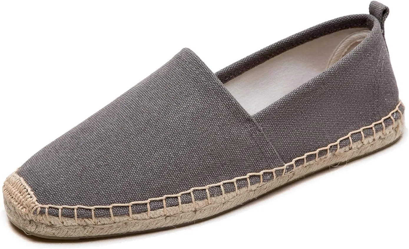 Men's Flat Espadrilles - Mens Sneakers Casual Comfy Linen Vegan Canvas Shoes Men's Flat Shoes Non-Slip Sole Suitable for Summer,Spring,Autumn Any Scenario