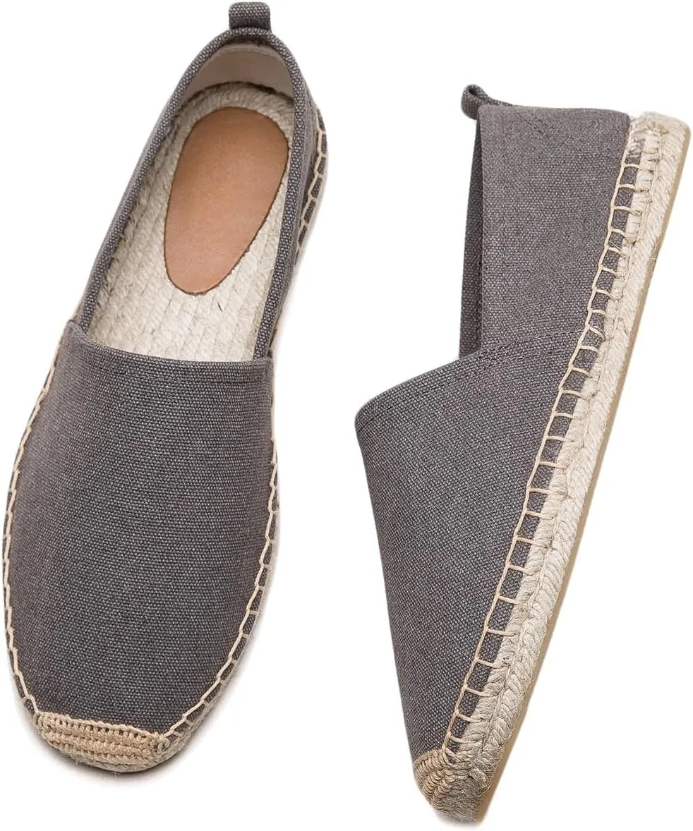 Men's Flat Espadrilles - Mens Sneakers Casual Comfy Linen Vegan Canvas Shoes Men's Flat Shoes Non-Slip Sole Suitable for Summer,Spring,Autumn Any Scenario