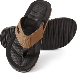 Mens Flip Flops - Comfort Arch Support Slides - Memory Foam Slip On Beach Sandals - Waterproof Open Toe Thong Slippers Summer Footwear