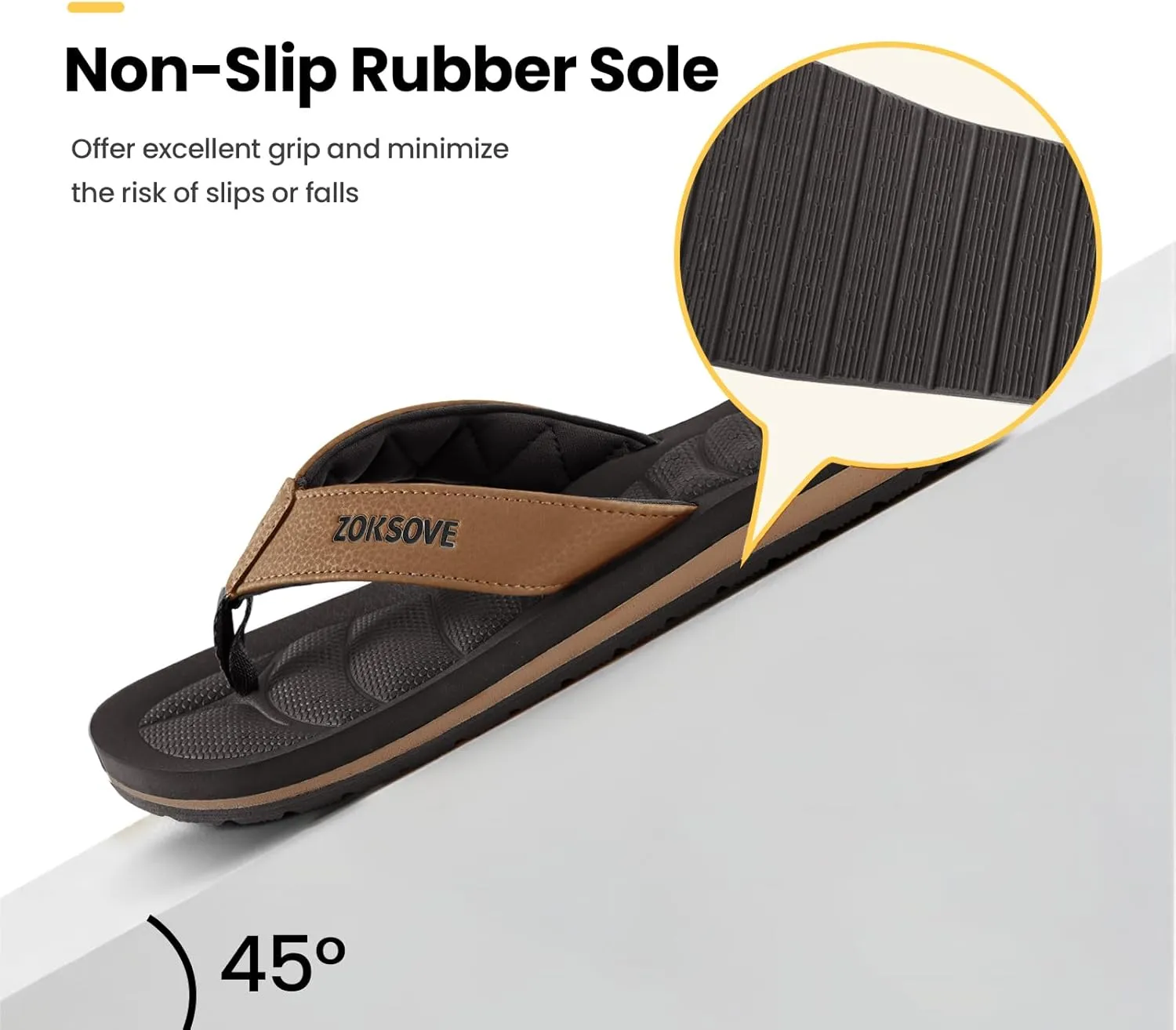 Mens Flip Flops - Comfort Arch Support Slides - Memory Foam Slip On Beach Sandals - Waterproof Open Toe Thong Slippers Summer Footwear