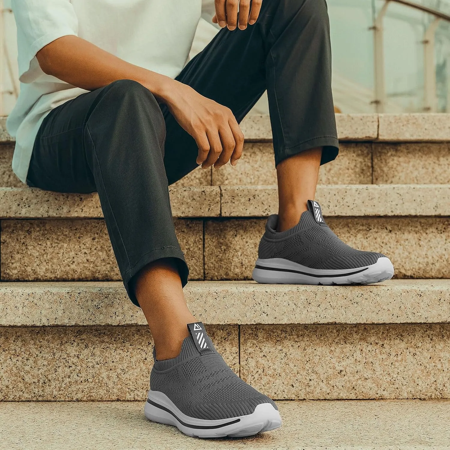 Men's Hands-Free Slip On Sneakers | Laceless Walking Shoes for Gym/Travel/Office