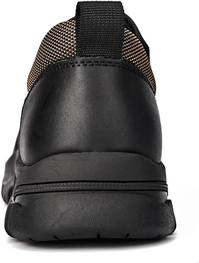 Mens Leather Slip On Hiking Outdoor Waterproof Causal Loafers Work Walking Shoes