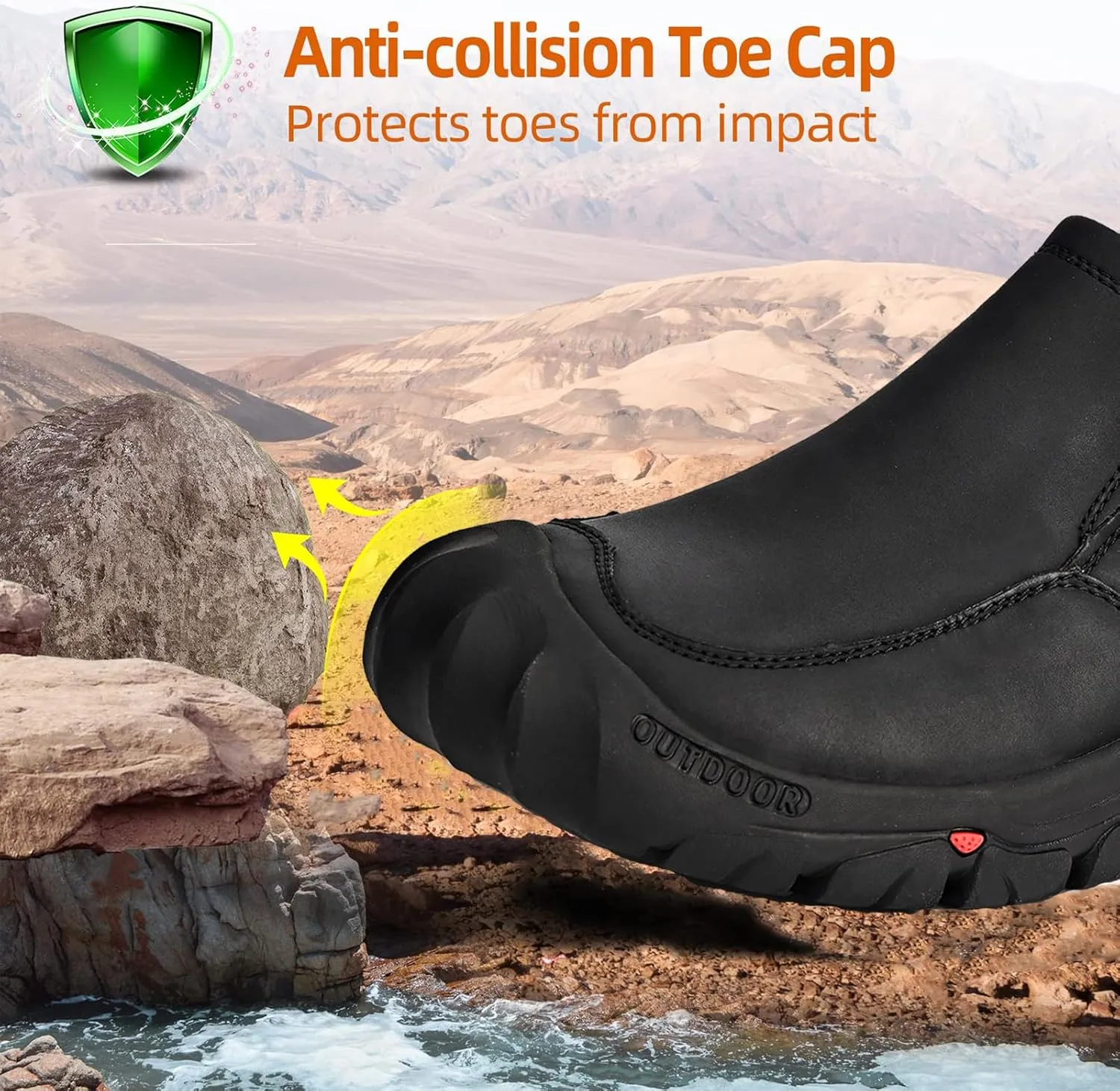 Mens Leather Slip On Hiking Outdoor Waterproof Causal Loafers Work Walking Shoes