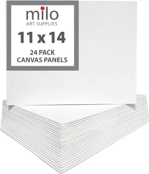 milo Canvas Panel Boards for Painting | 11x14 inches | 24 Pack of Flat Canvas Panels, Primed & Ready to Paint Art Supplies for Acrylic, Oil, Mixed Wet Media, & Pouring, Bulk Painting Party Pack