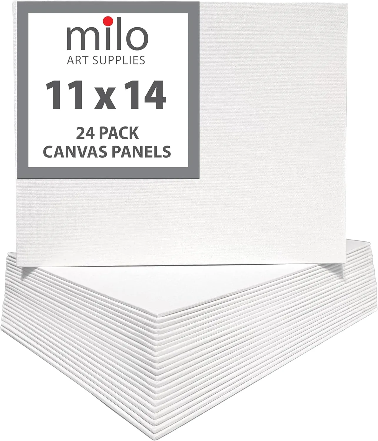 milo Canvas Panel Boards for Painting | 11x14 inches | 24 Pack of Flat Canvas Panels, Primed & Ready to Paint Art Supplies for Acrylic, Oil, Mixed Wet Media, & Pouring, Bulk Painting Party Pack