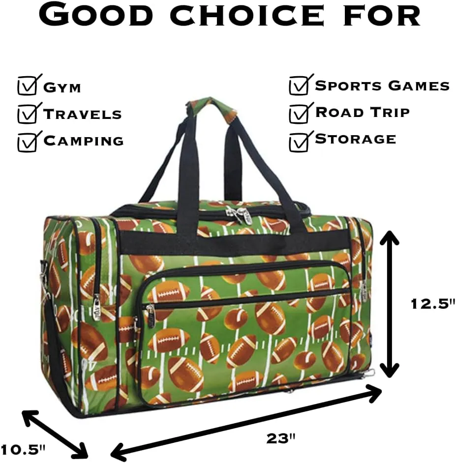 NGIL Canvas 23" inch Duffle Bag (Football Print-Black)