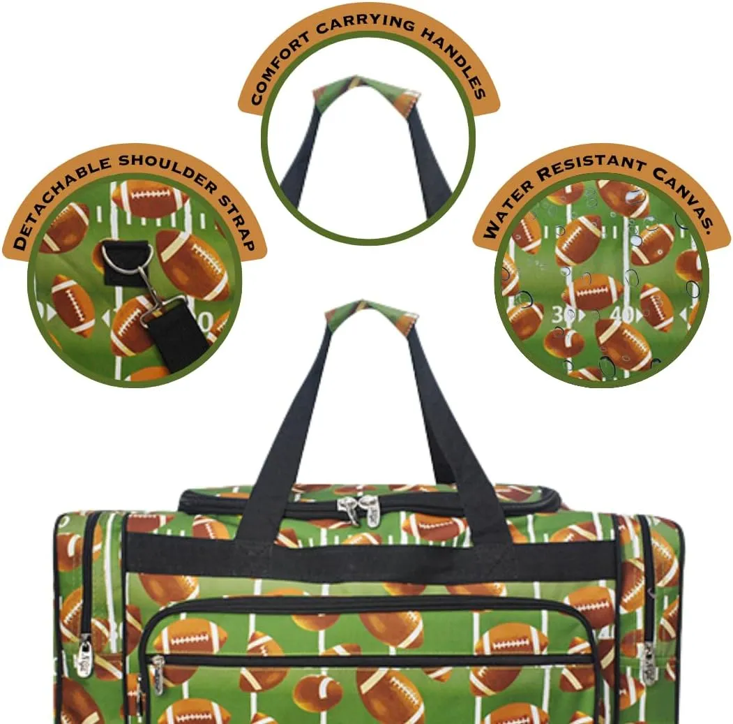 NGIL Canvas 23" inch Duffle Bag (Football Print-Black)