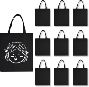 OKBA 10 pcs Sublimation Tote Bags,polyester tote bags for sublimation, DIY customization blank canvas tote bags 12.2 * 14.2 in (black)