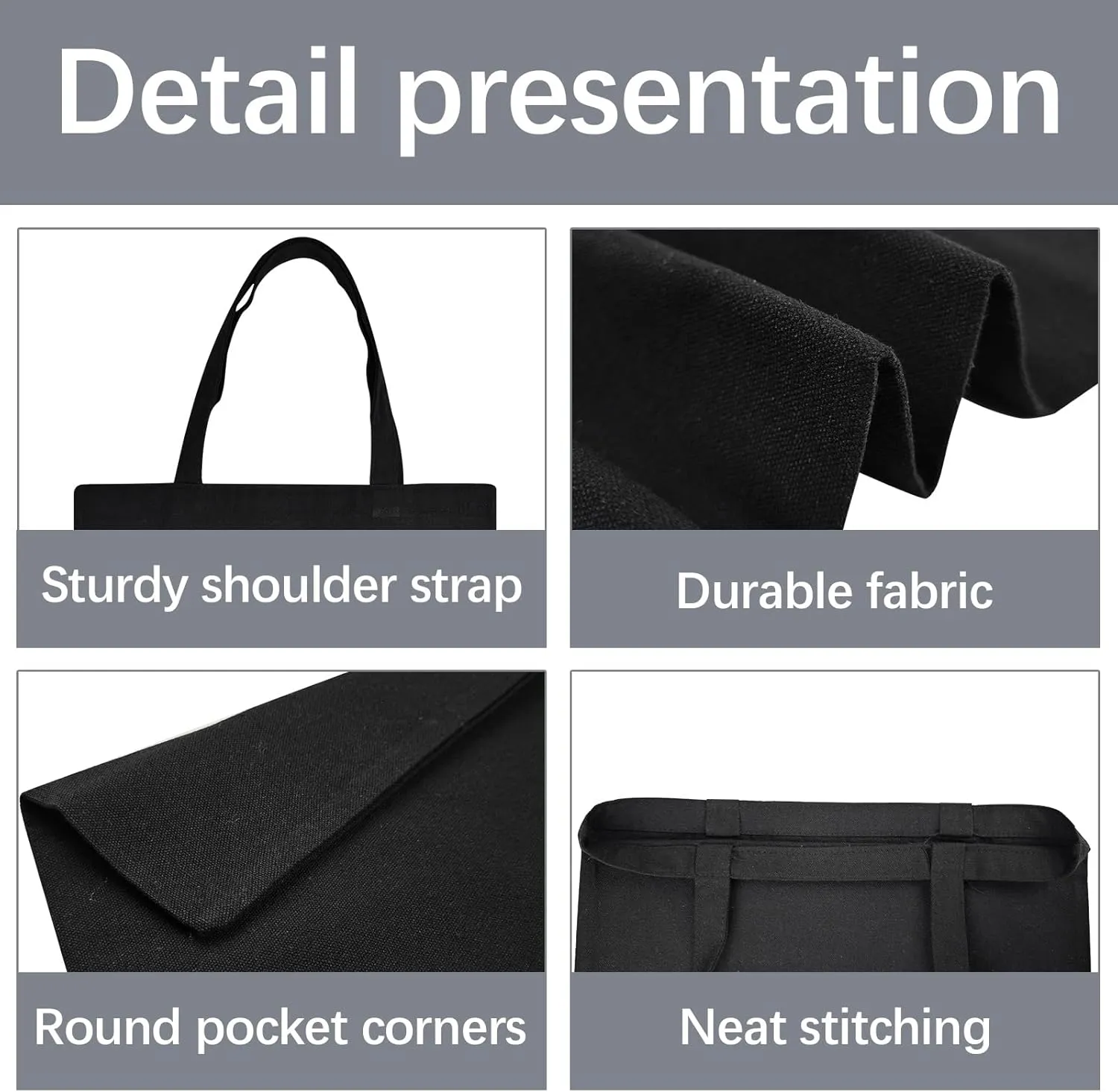 OKBA 10 pcs Sublimation Tote Bags,polyester tote bags for sublimation, DIY customization blank canvas tote bags 12.2 * 14.2 in (black)
