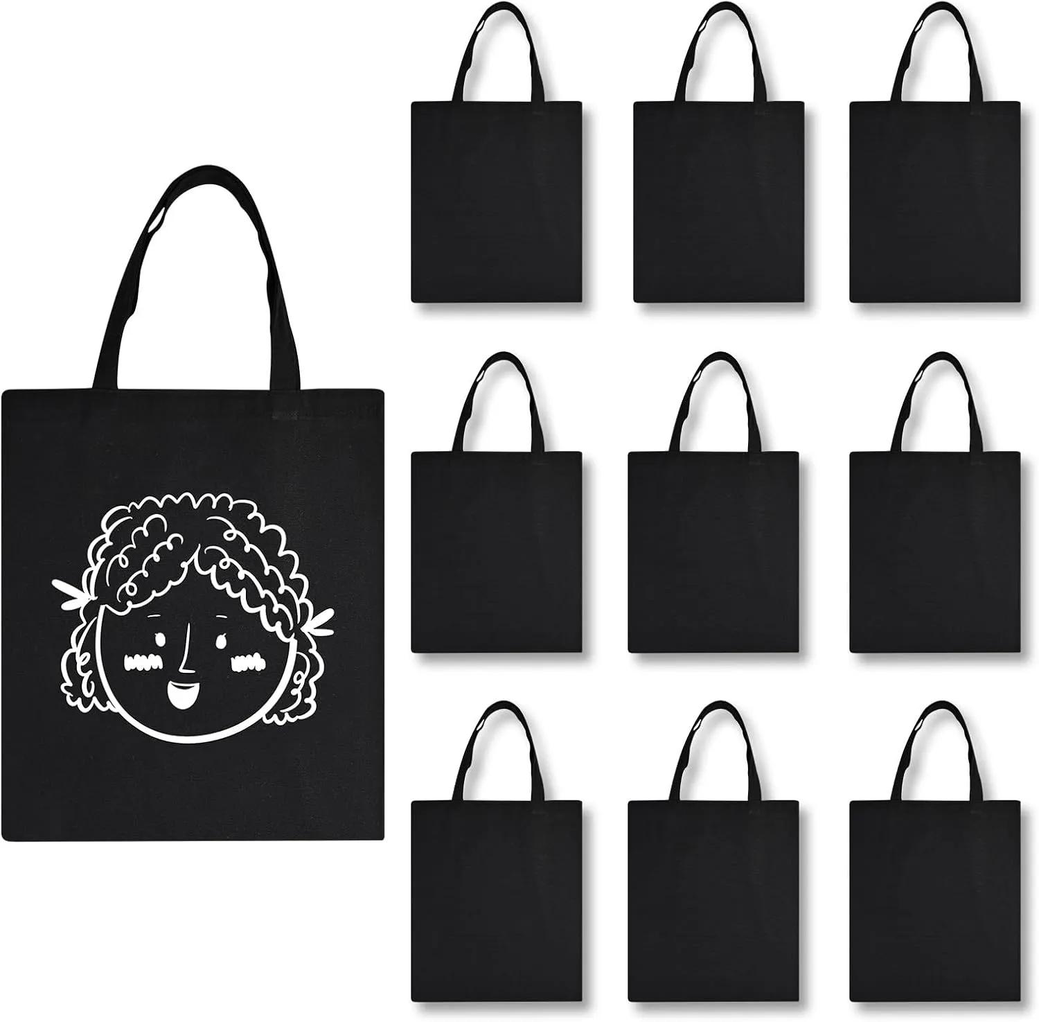 OKBA 10 pcs Sublimation Tote Bags,polyester tote bags for sublimation, DIY customization blank canvas tote bags 12.2 * 14.2 in (black)