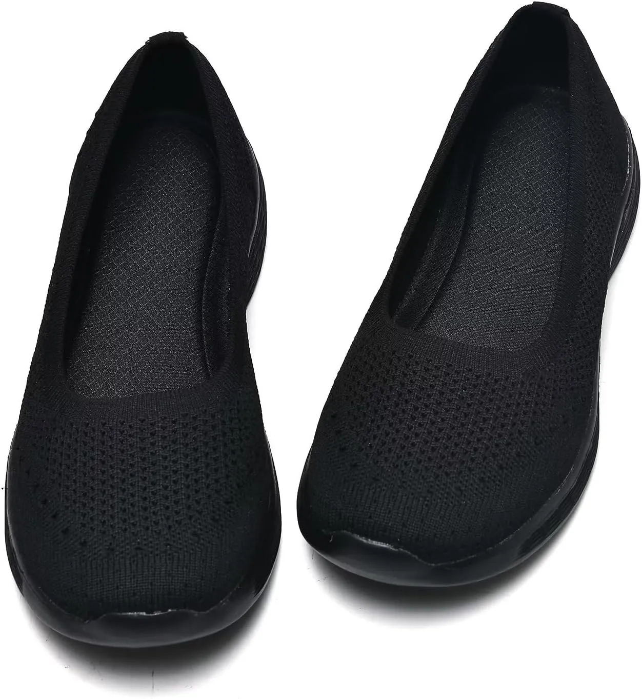 poemlady Women's Slip on Loafer Shoes - Mesh Casual Ballet Flat Nurse Walking Sneakers Round Toe Knit Casual Memory Foam Shoes
