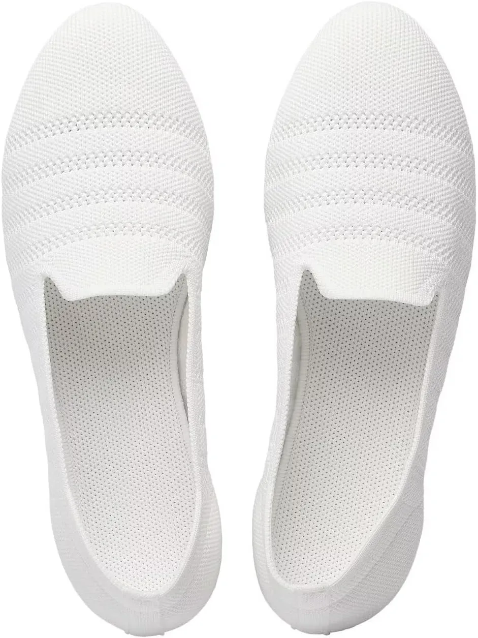 Puxowe Women's Knit Ballet Flats Slip-On Shoes with Low Wedge Sole - Comfortable Round Toe Shoes for Walking, Dress & Casual Outfits