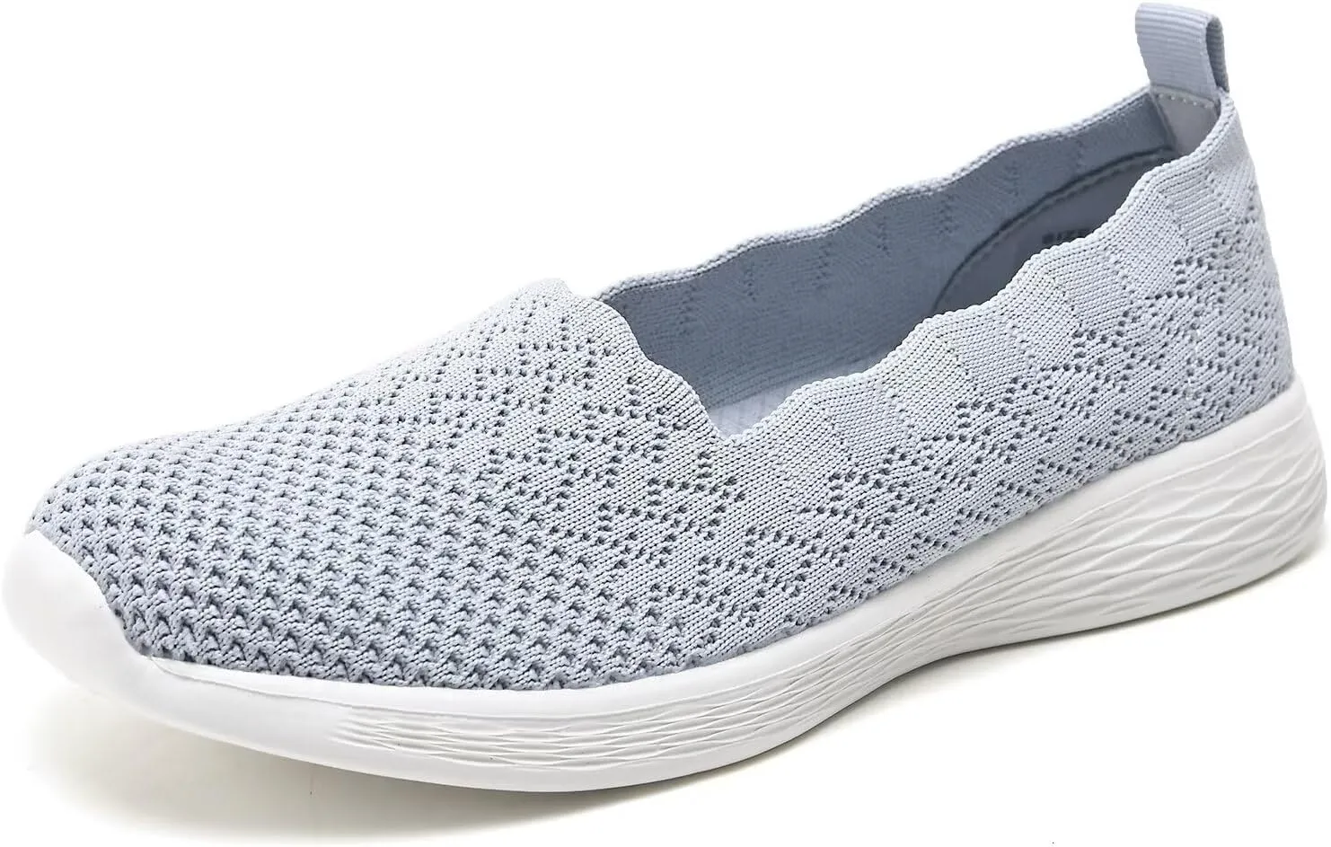Puxowe Women's Slip on Walking Loafer Shoes-Lightweight Flat Shoes for Women Low-Top Round Toe Knit Memory Foam Sneaker