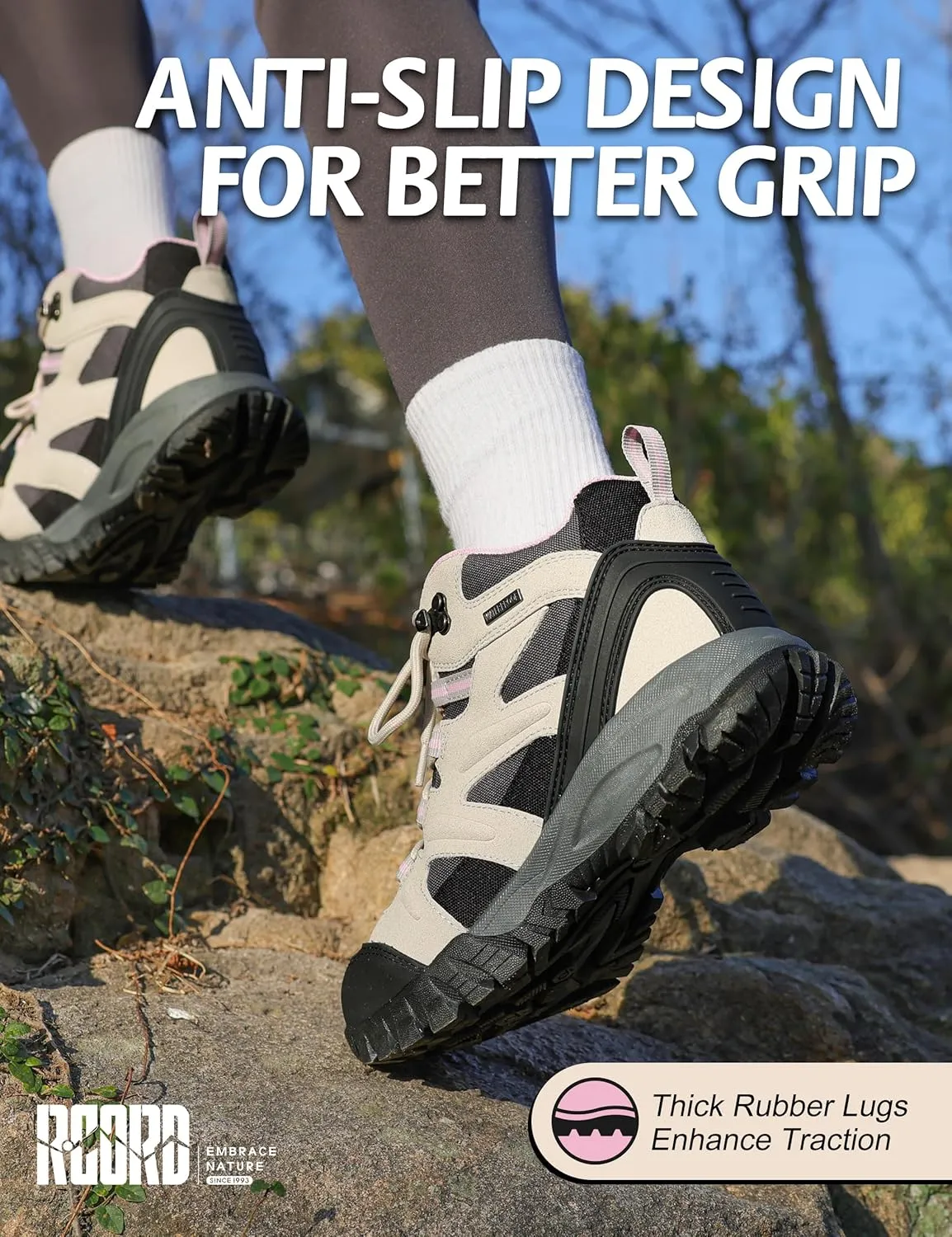 R CORD Hiking Boots Women Waterproof Womens Hiking Boots Ankle Support Hiking Boots for Women Durable Hiking Boot for Outdoors Womens Mountaineering Boots
