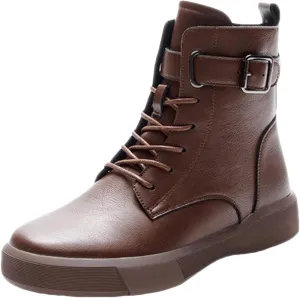 Riding Boots for Women,Womens Combat Boots Lace Up Shoes Belt Buckle Ankle Booties Comfortable Platform Short Boots