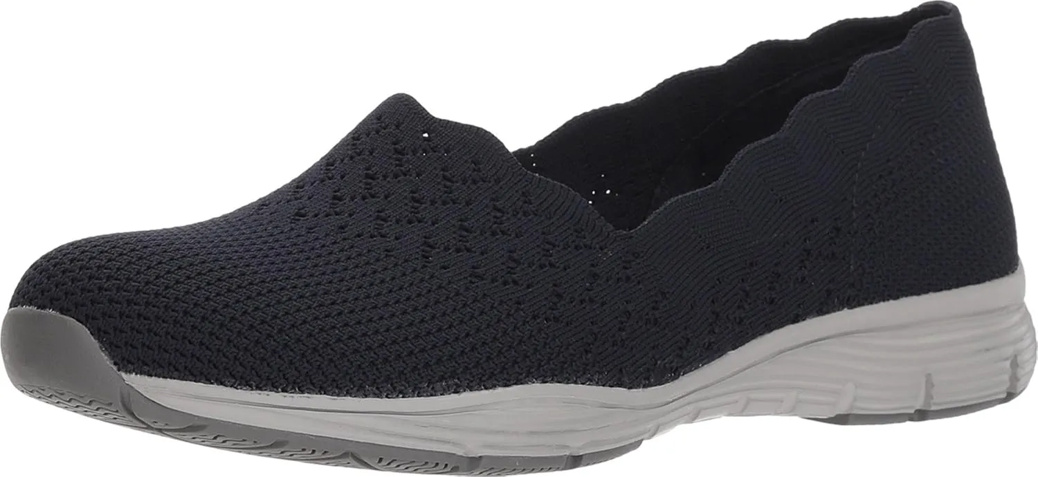 Skechers Women's Seager - Stat - Scalloped Collar, Engineered Skech-Knit Slip-on - Classic Fit