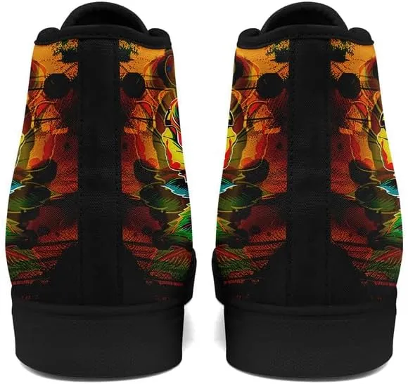 Skull High Top Sneaker for Men Women Fashion Rose Gothic Black Canvas Shoes Unisex Lace Up Casual Tennis Walking Flat Shoes