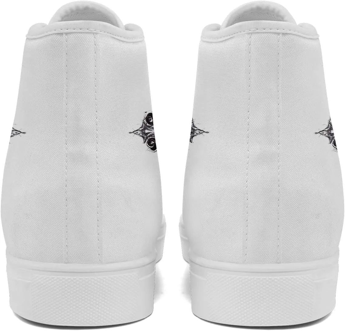 Skull Shoes High Top Canvas Sneakers for Men Women Classic Lace up Casual Trainers Plimsoles Flat Shoes Gothic Walking Streetwear