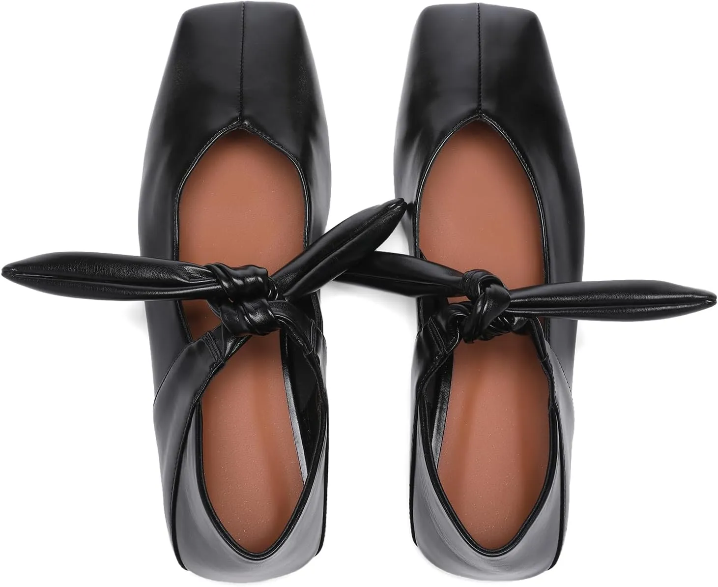 Square Toe Ballet Flats for Women Bow Mary Jane Flats Slip On Dress Ballerina Shoes
