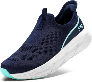 STQ Walking Shoes for Women Supportive Cushioned Mesh Shoes Casual Slip on Sneakers Orthopedic Arch Support Slip Resistant Work Shoes for Pregnancy Nurse Standing All Day