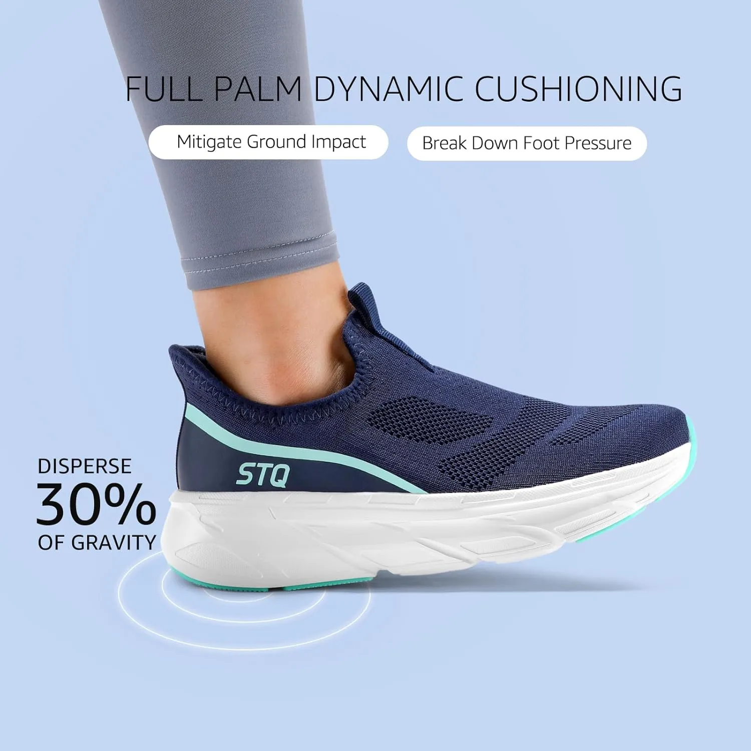 STQ Walking Shoes for Women Supportive Cushioned Mesh Shoes Casual Slip on Sneakers Orthopedic Arch Support Slip Resistant Work Shoes for Pregnancy Nurse Standing All Day