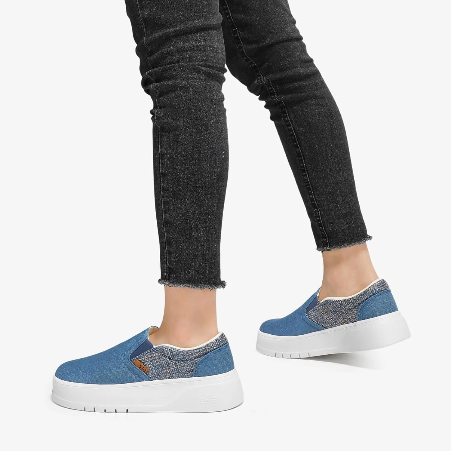 STQ Womens Platform Sneakers Slip On Shoes Comfortable Business Casual Fall Loafers