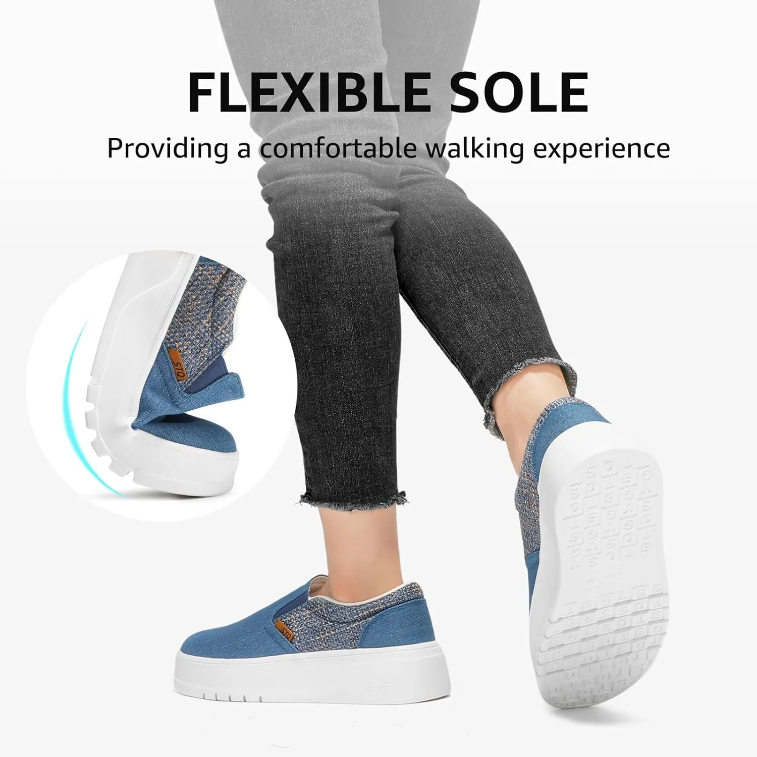 STQ Womens Platform Sneakers Slip On Shoes Comfortable Business Casual Fall Loafers