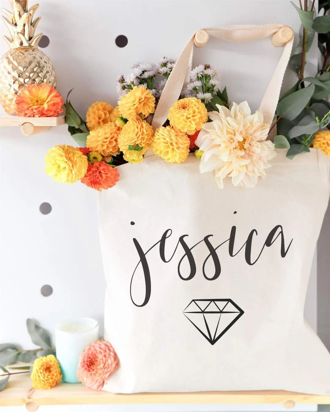 The Cotton & Canvas Co. Personalized Name Beach, Shopping and Travel Resusable Shoulder Tote and Handbag