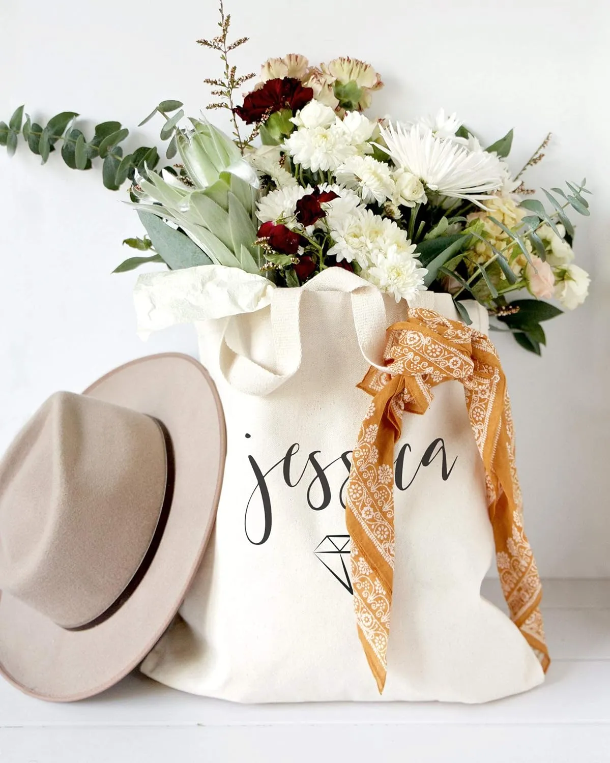 The Cotton & Canvas Co. Personalized Name Beach, Shopping and Travel Resusable Shoulder Tote and Handbag