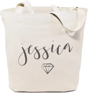 The Cotton & Canvas Co. Personalized Name Beach, Shopping and Travel Resusable Shoulder Tote and Handbag