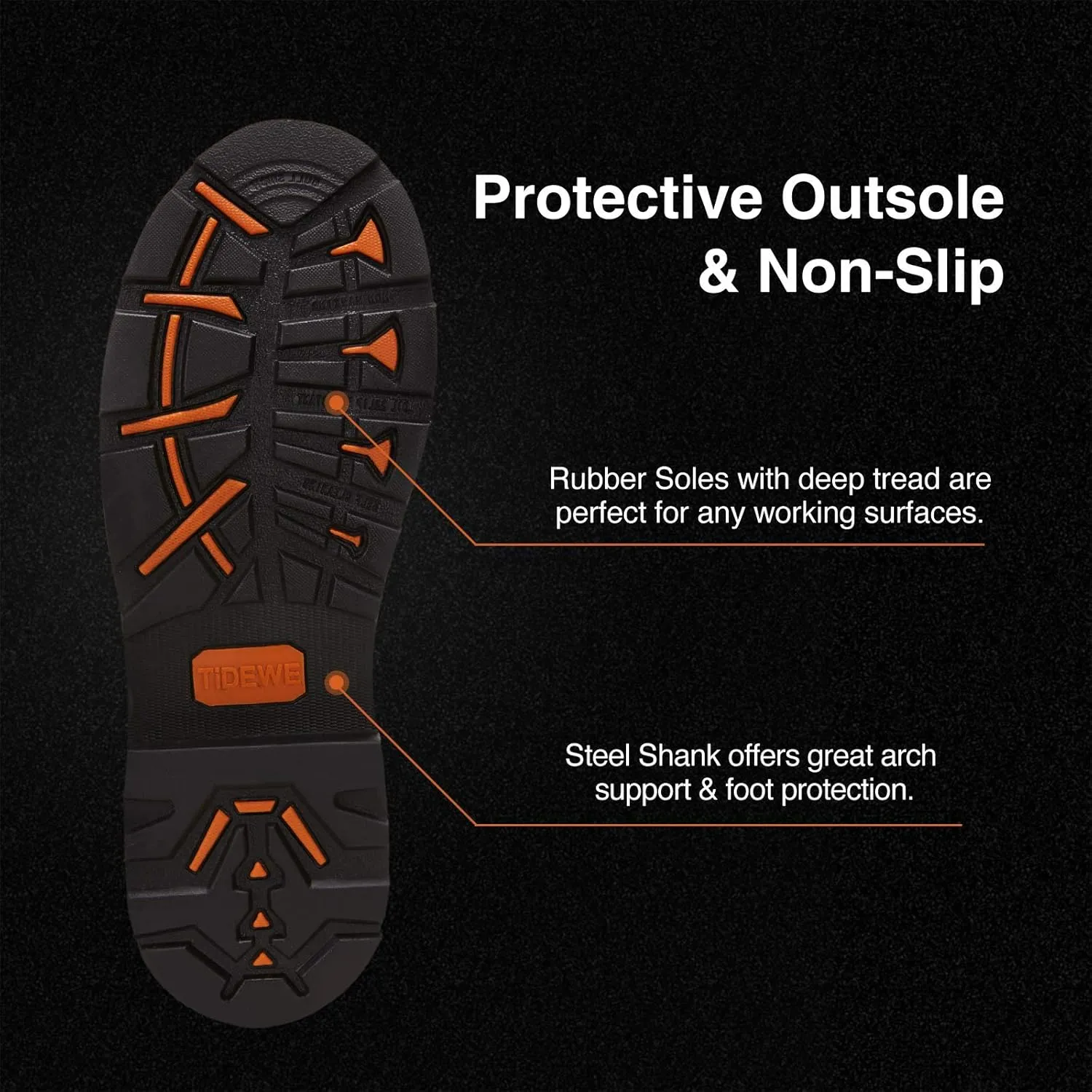 TIDEWE Rubber Work Boot for Men with Steel Toe & Shank, Waterproof Anti Slip Hunting Boot, 6mm Neoprene Hunting Boot, Sturdy Brown Rubber Boot for Manufacturing, Construction, Farming, Size 6-14