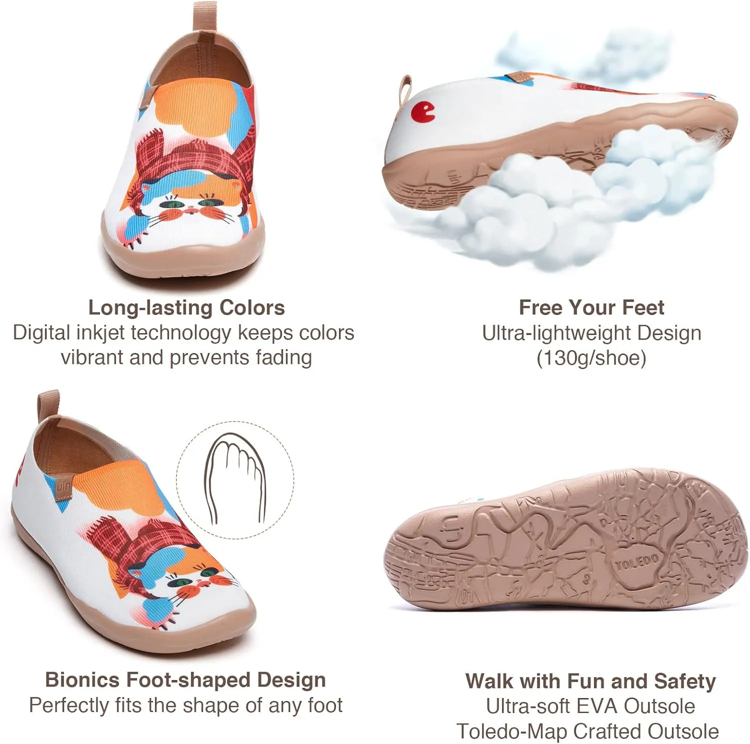 UIN Women's Walking Travel Shoes Slip On Microfiber Casual Loafers Lightweight Comfort Fashion Sneaker Toledo