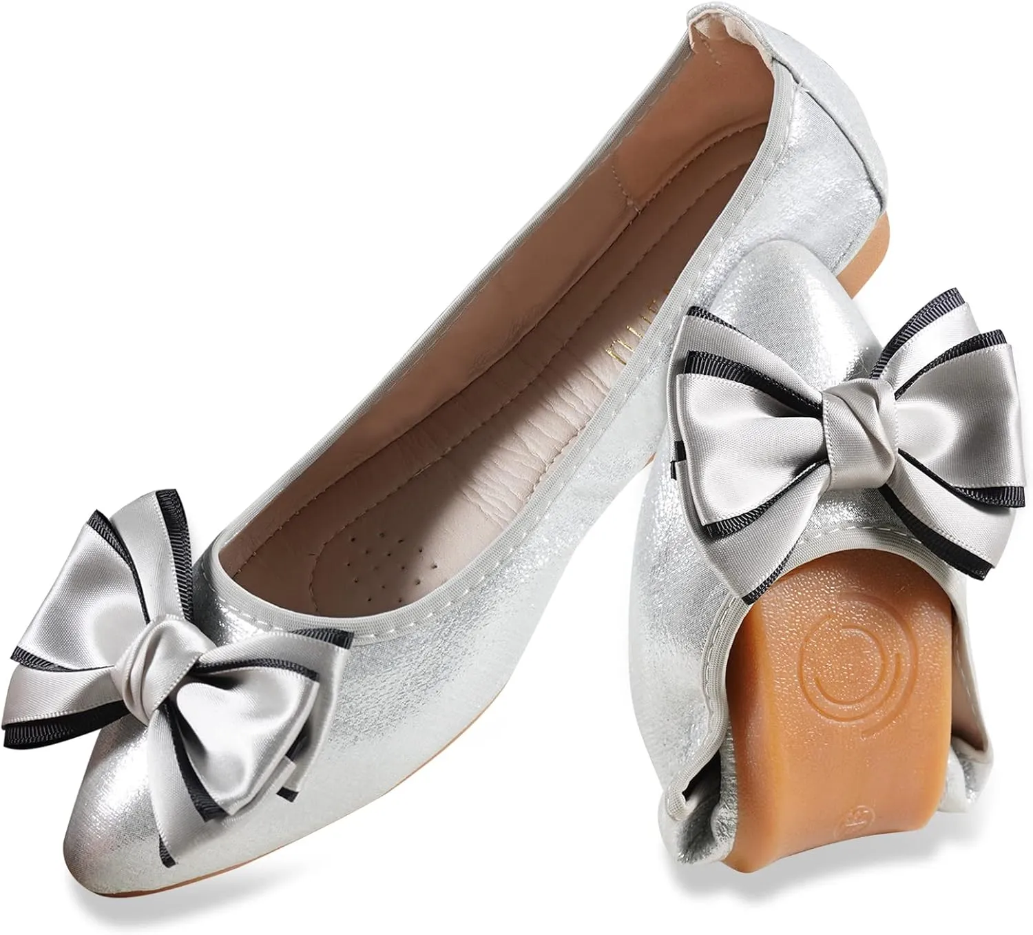 Unifizz Women's Ballet Flat Shoes - Cute Beads Bowtie Wedding Flats Slip on Flats for Women Comfortable