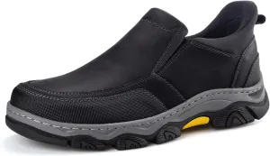 UPIShi Men's Slip On Hands Free Waterproof Work Loafers Leather Walking Slip-Ins Casual Outdoor Office Business Cushioning Shoes
