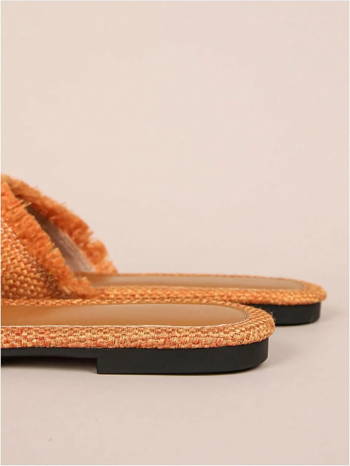 Verdusa Women's Pointed Toe Denim Flat Sandals Open Toess Slip On Summer Flats