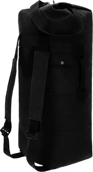 WHITEDUCK G.I Top Load Military Rucksack Style Double Strap Duffel Bag Heavy Duty and Water Resistant- Gym, Sports, Travel, Hiking, Backpacking (21" x 37", Black)