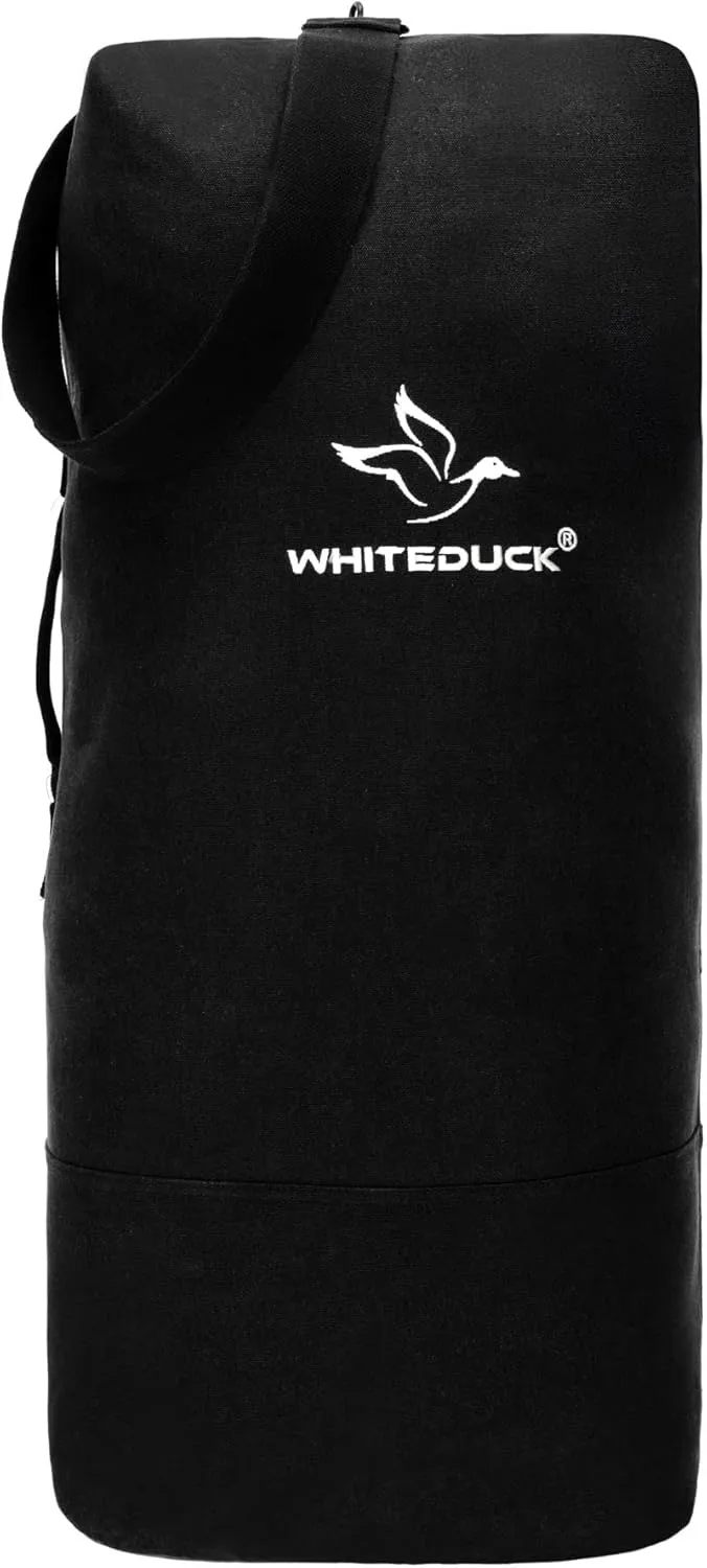 WHITEDUCK G.I Top Load Military Rucksack Style Double Strap Duffel Bag Heavy Duty and Water Resistant- Gym, Sports, Travel, Hiking, Backpacking (21" x 37", Black)