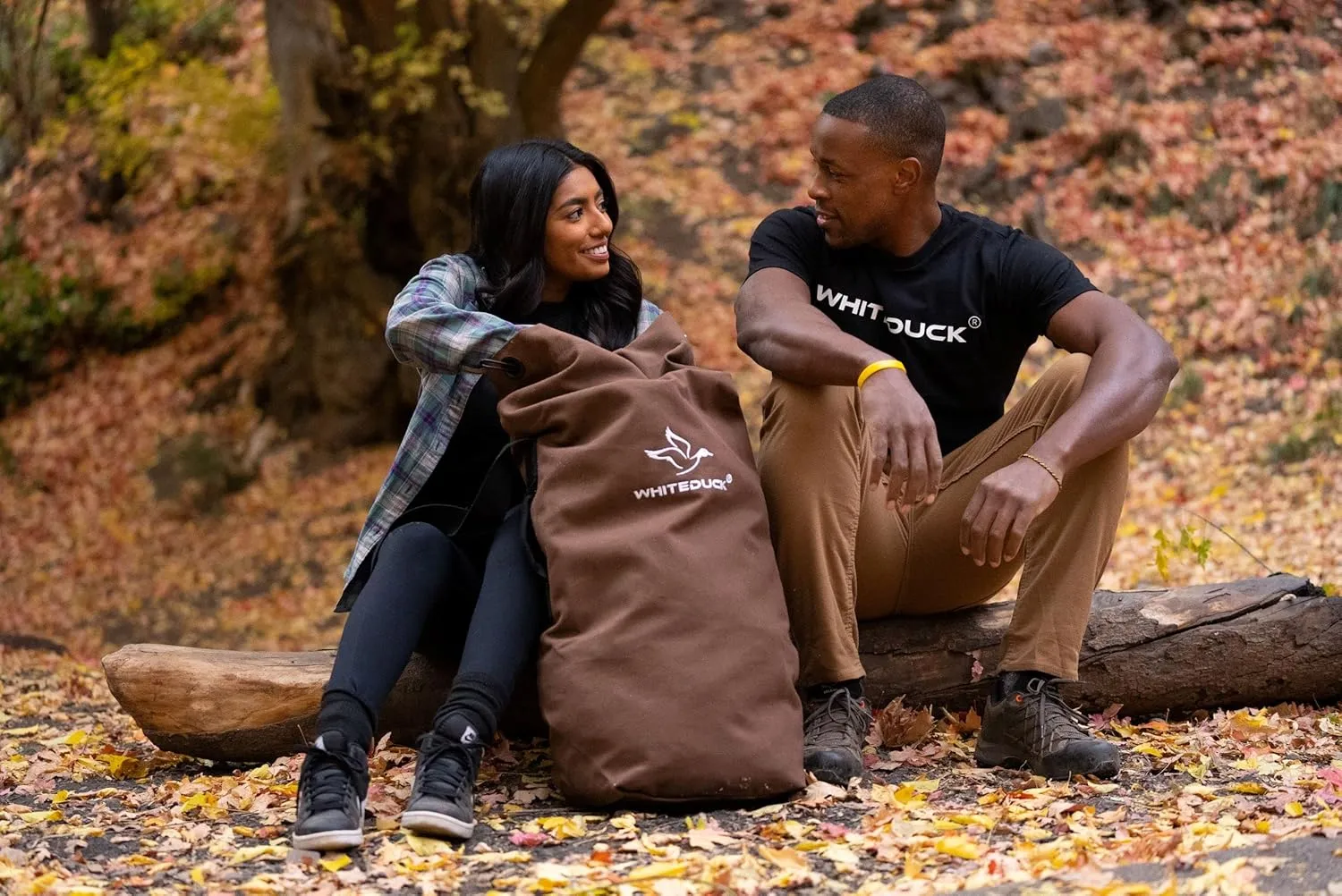 WHITEDUCK Top Load Canvas Folding Duffel Bag, Water Resistant Army Style Shoulder Bag for Men and Women- Gym, Sports, Travel, Hiking, Camping, Backpacking (Small 21" x 36",Brown)