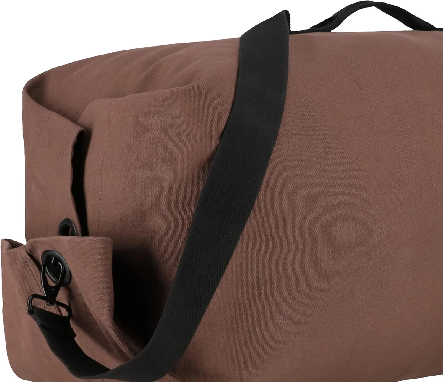 WHITEDUCK Top Load Canvas Folding Duffel Bag, Water Resistant Army Style Shoulder Bag for Men and Women- Gym, Sports, Travel, Hiking, Camping, Backpacking (Small 21" x 36",Brown)