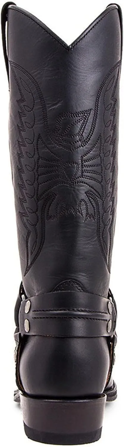 Winter Boots For Men Chunky Heel Mid Calf Boots Classic Embroidered Retro Square Toe Traditional Boots Western Boot 2024