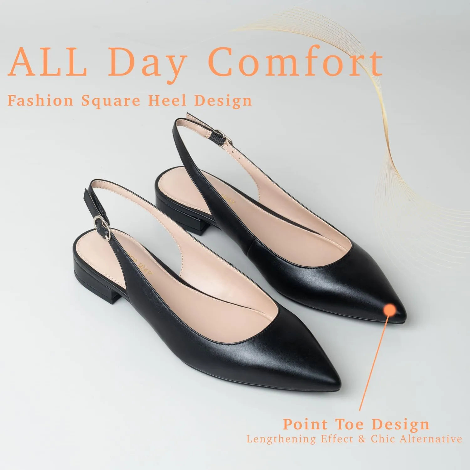 Women Slingback Flat Pointed Toe Shoes for Dressy,Casual,Work,Wedding