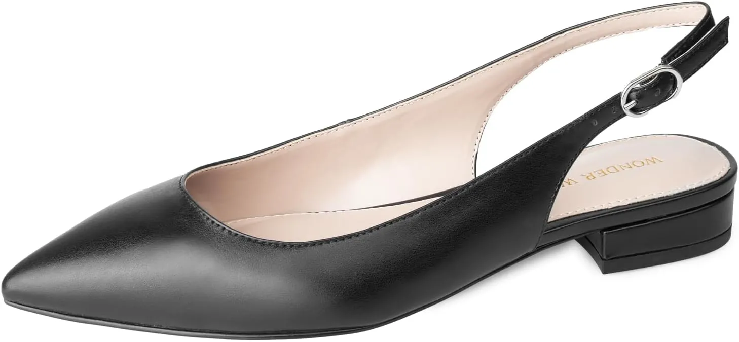 Women Slingback Flat Pointed Toe Shoes for Dressy,Casual,Work,Wedding